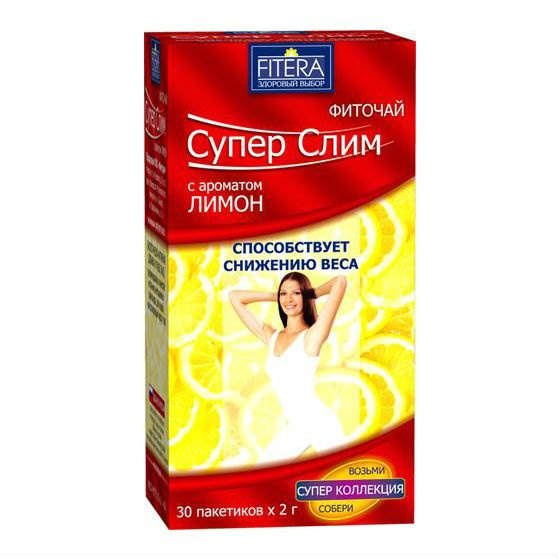 FITERA Чай, СуперСлим с лимоном по 2,0 г, 30 шт #1