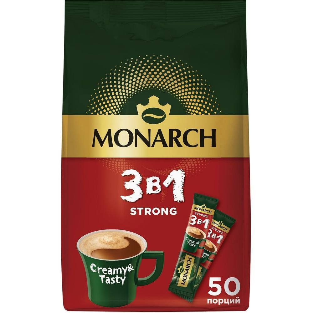 Кофейный напиток Monarch Strong 3 в 1 растворимый 13 г х 50 шт #1