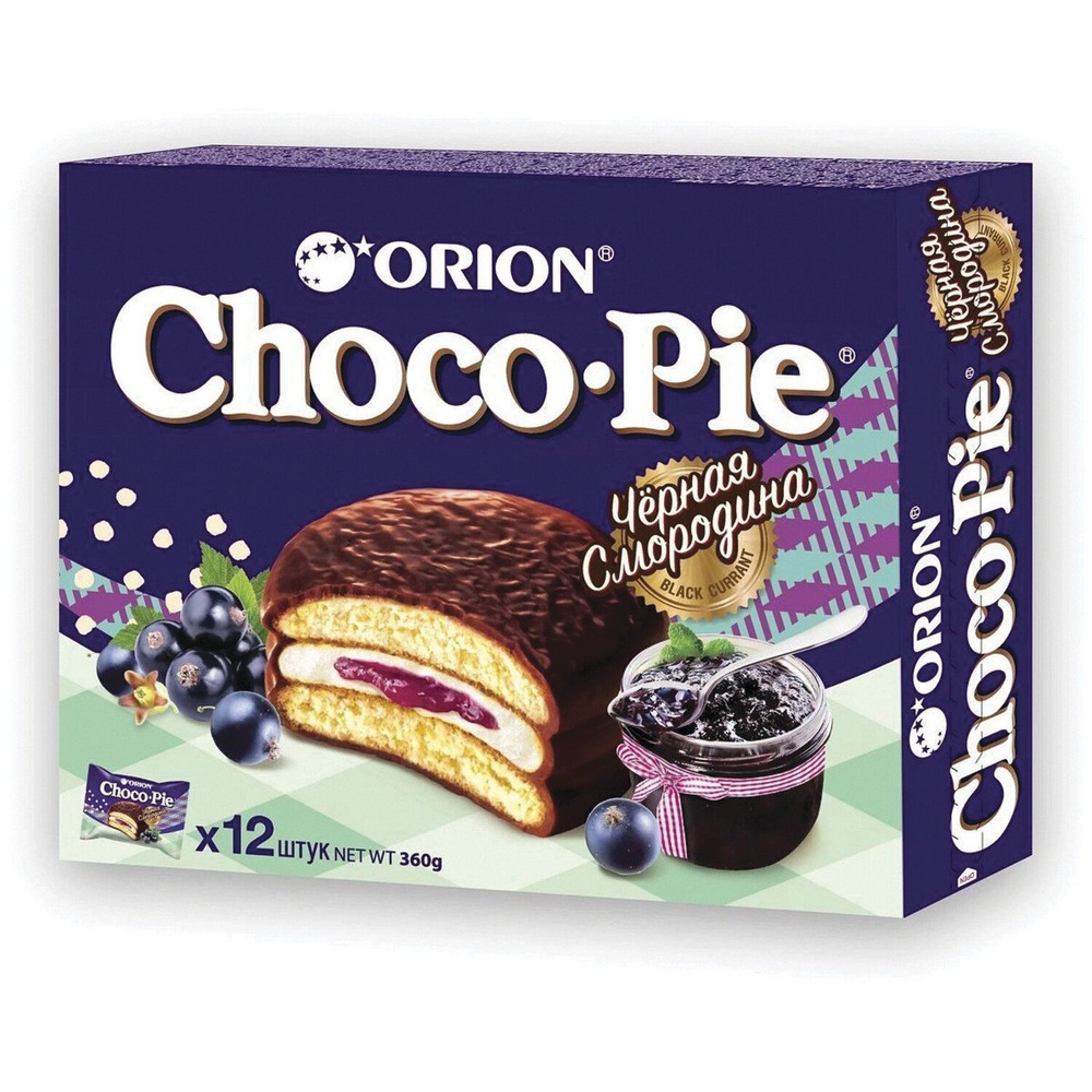 Печенье Choco Pie Orion Черная смородина 360гр 2шт #1