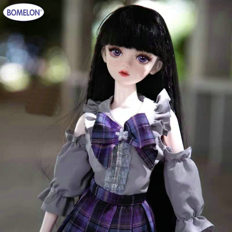 bjd кукла 1/3 шарнирная, Модная студентка, черные волосы, 60 см,полный набор,кукла ручной работы,Макияж #1