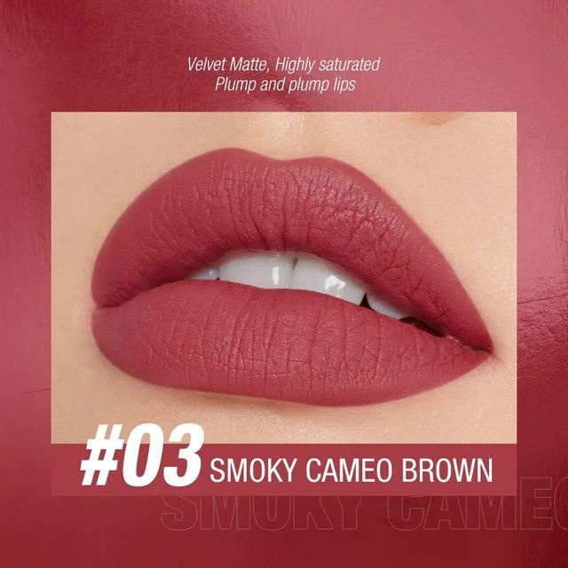 Тинт для губ O.TWO.O матовый водостойкий тон 03 Smoky Cameo Brown Дымчато-Карамельный Коричневый  #1