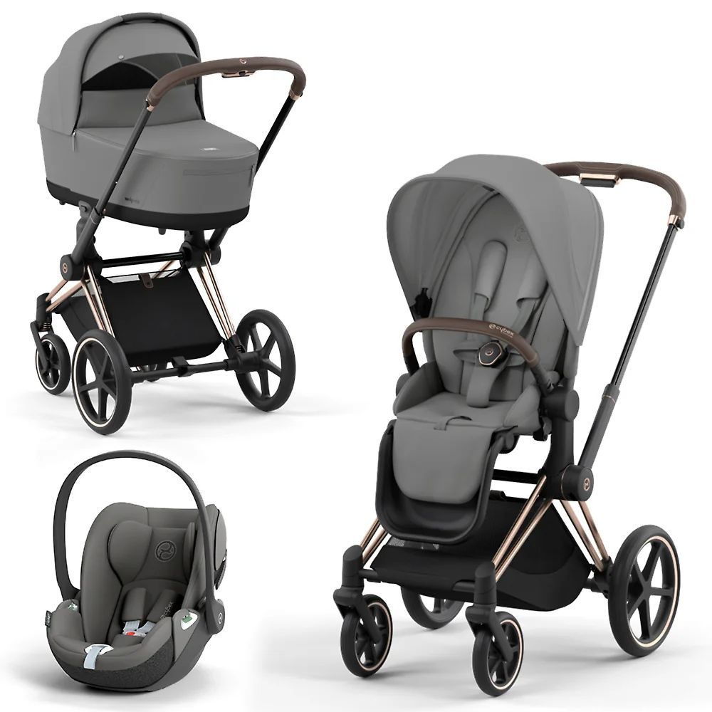 Cybex Priam IV коляска 3 в 1 Mirage Grey/Rosegold с автокреслом Cybex Cloud T i-Size Mirage Grey  #1