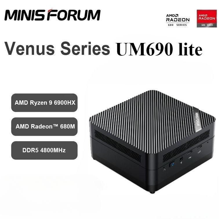 MINISFORUM Мини-ПК UM690Lite (AMD Ryzen 9 6900HX, RAM 32 ГБ, SSD 1000 ГБ, AMD Radeon 680M, Без ОС), черный #1