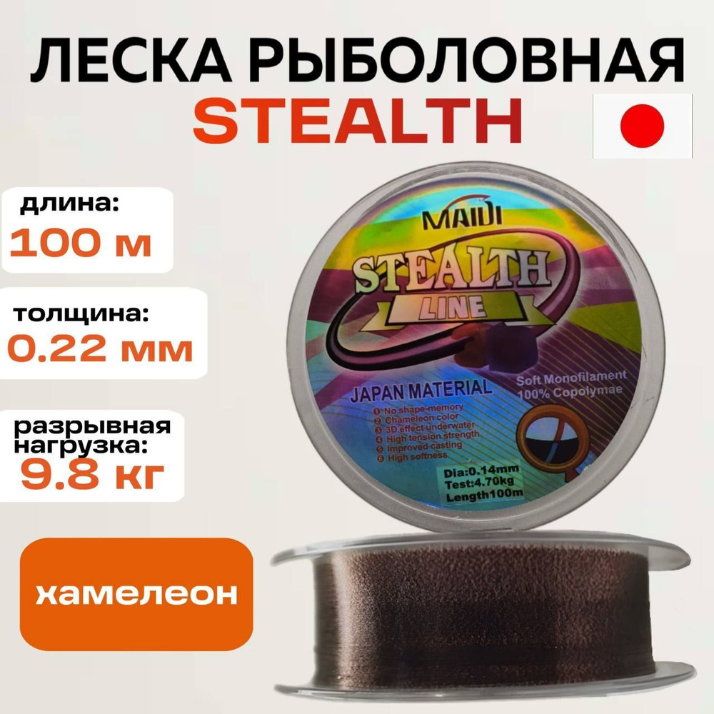 Леска для рыбалки суперпрочная Хамелеон Stealth Line 100 м 0,22 мм  #1