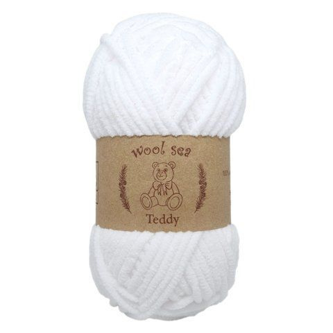 Пряжа Wool Sea Teddy Белый (01) 2 мотка 50 г/55 м (100% микрополиэстер) вул си тедди  #1