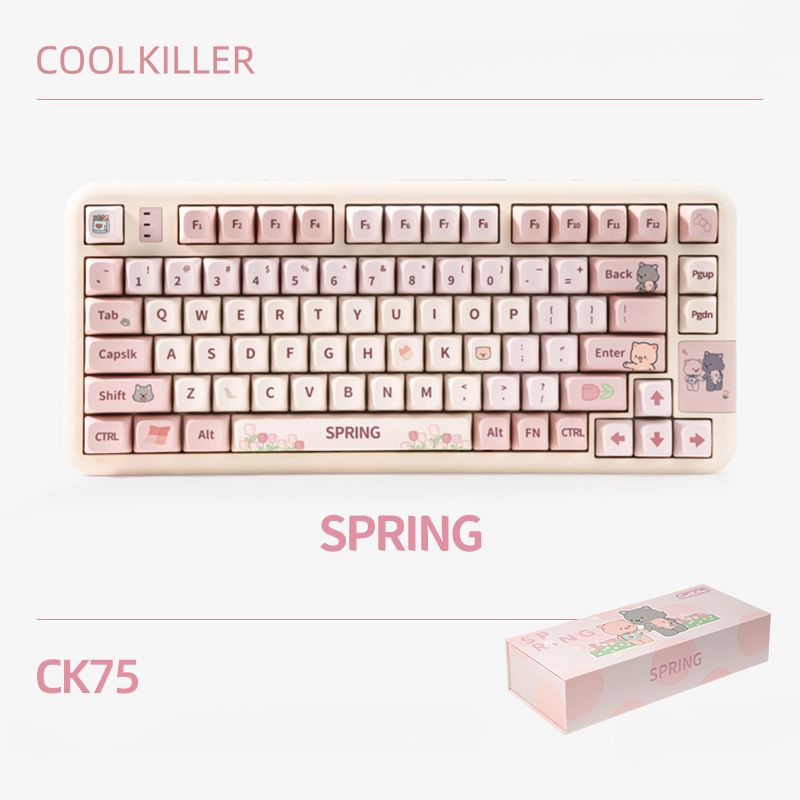 CoolKiller Клавиатура spring CK75, Английская раскладка, розовый #1