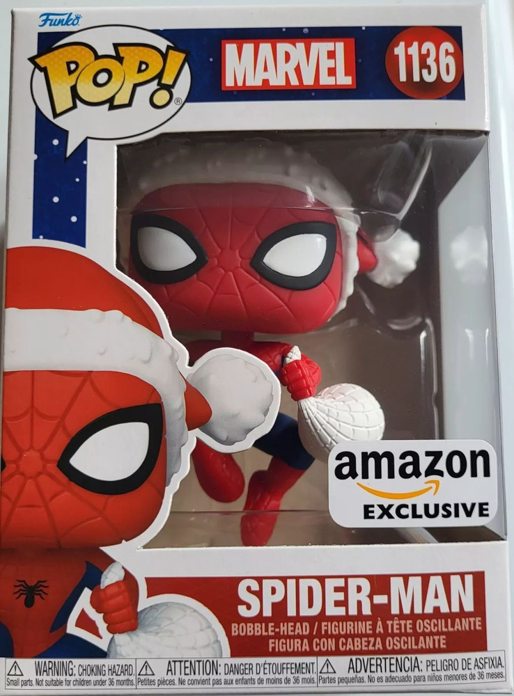 Фигурка Funko Pop! Spider-Man Holiday in Hat (Стикер Amazon (Фанко Поп новогодний Человек-Паук в шапочке #1