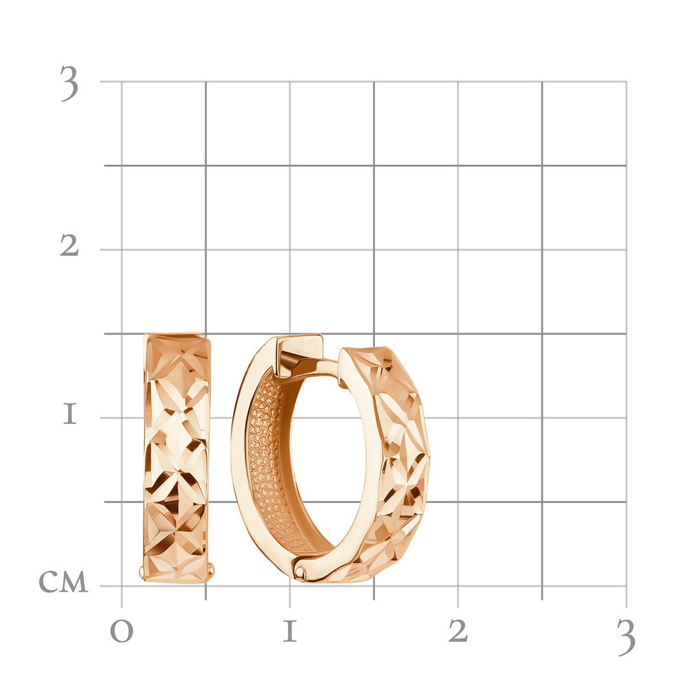 Серьги конго золотые 585 кольца женские с алмазной гранью  #1