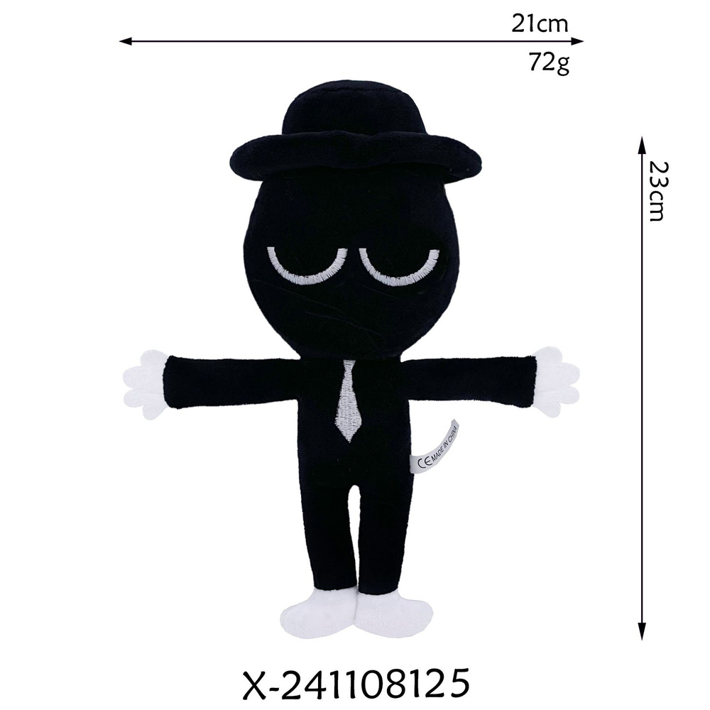 23cm Мягкая игрушка Incredibox sprunki Плюшевые игрушки black Чёрный ...