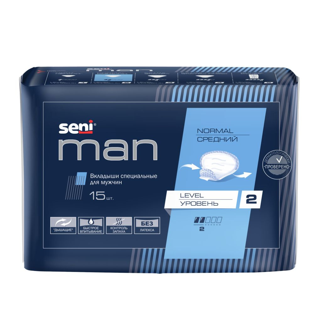 Прокладки урологические для мужчин Seni Man Normal Level 2, 2 капли, 15 штук #1