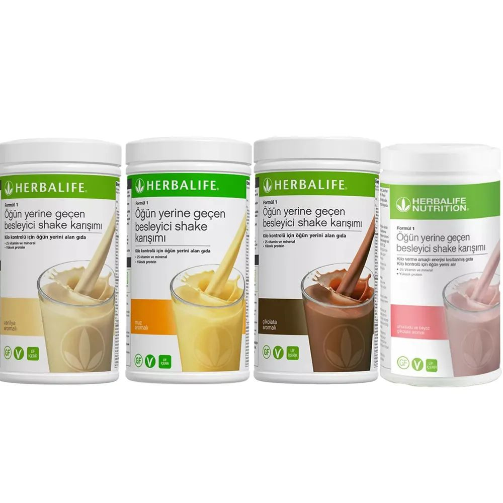 Herbalife Гербалайф Сет протеиновых коктейлей 4 шт Ваниль, Малина и белый шоколад, шоколад, банан #1