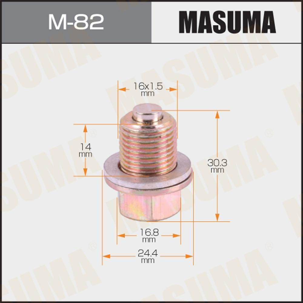Болт слива масла М16 x 1,5 A/T Hyundai; Kia с магнитом Masuma #1