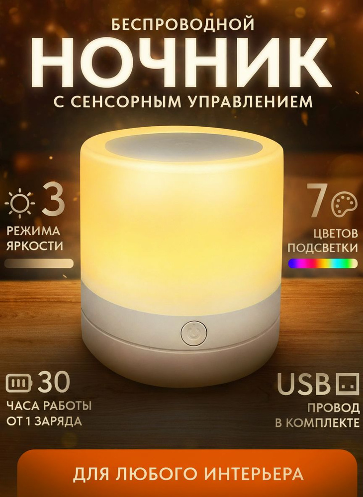 Ночник детский для дома в спальню на аккумуляторе для мальчиков и девочек #1