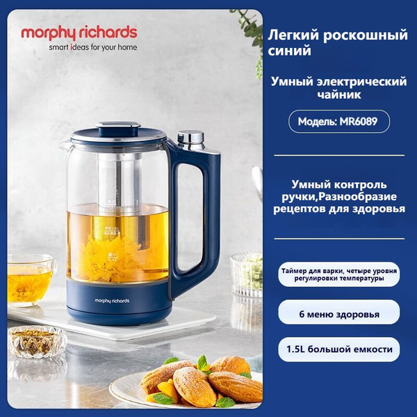 Morphy Richards Электрический чайник Mr6070 прозрачный синий купить 