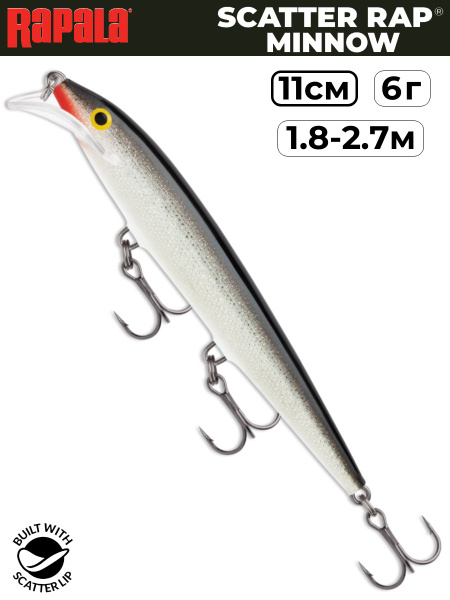 Leurre Rapala Scatter Rap Minnow 11 – 4 3/8", 3/16 Oz, Couleur Sombre (SCRM11-ALB)
