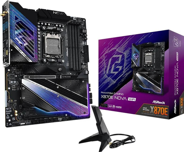 CPU 7950X3D X870E Nova 64GB RYUO IV 1000W Материнская плата ASRock Phantom Gaming X870E NOVA WIFI купить на