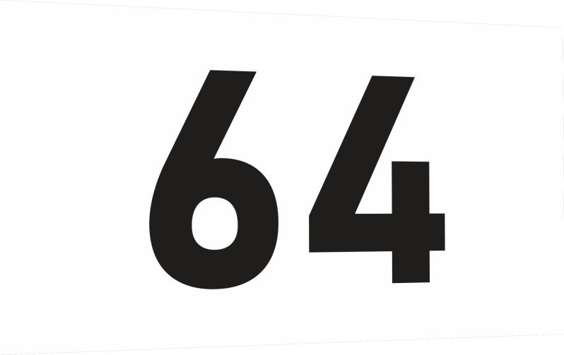 Табличка-номер 64 цвет черно-белый, размер 7х4 см, ПолиЦентр