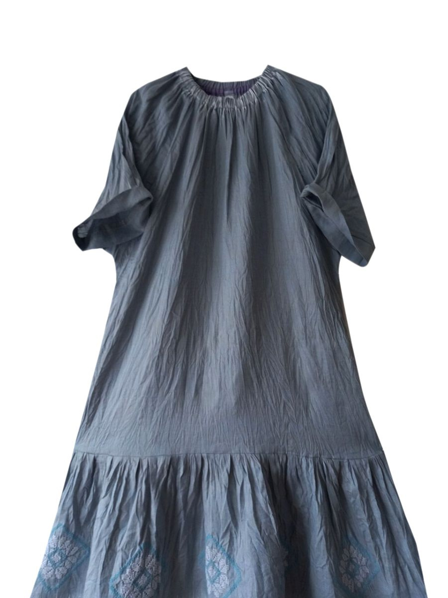 Текст пВорожея. Платье льняное макси, темно-синее вышивкой PL-42-5398ри отключенной в браузере загрузке изображений