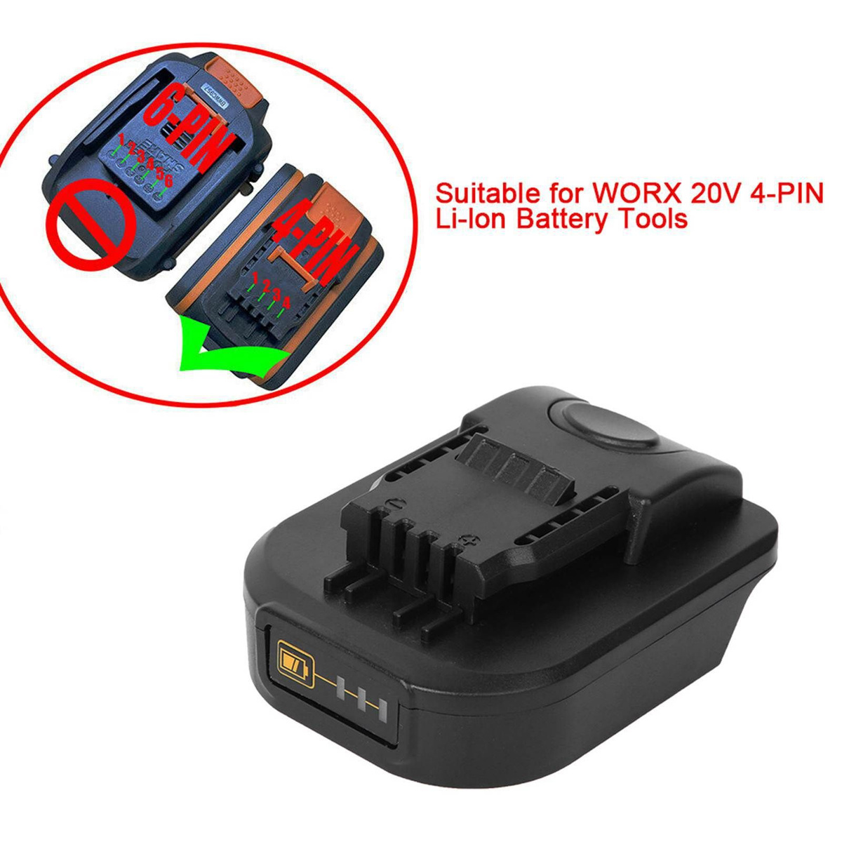 Адаптер аккумулятора для Makita 18V Convert for WORX 20V 4-контактный ...