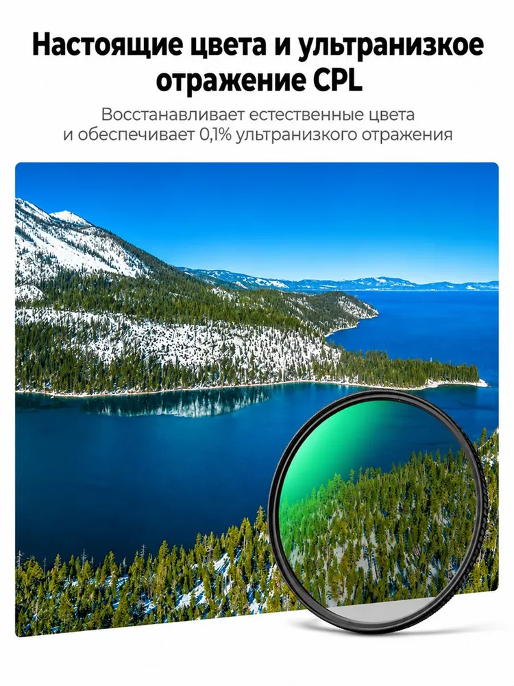 Светофильтр Nano-X Ultra-Low Reflection CPL MRC 62мм K&F Concept для объектива поляризационный ультратонкий, вариант, фото 2