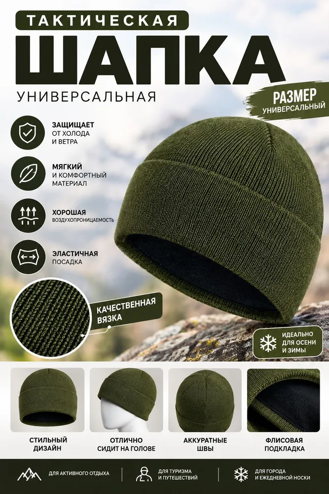 Шапка бини, 1 шт, 1 шт