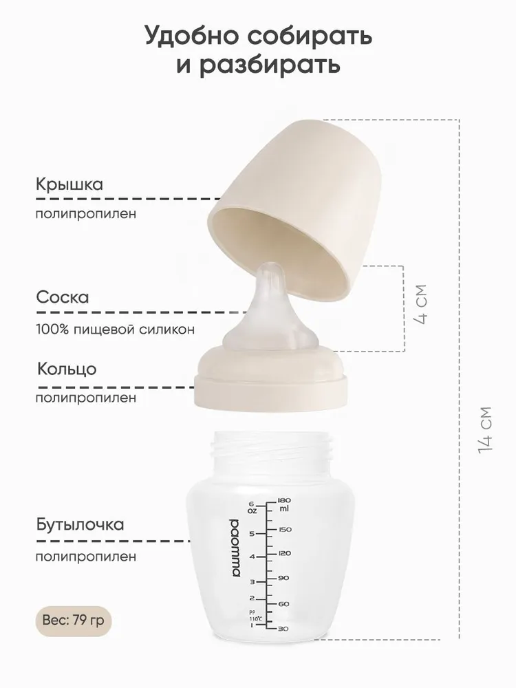 PAOMMA, Бутылочка для кормления, бутылочка для новорожденных 0, антиколиковая, вариант, фото 6