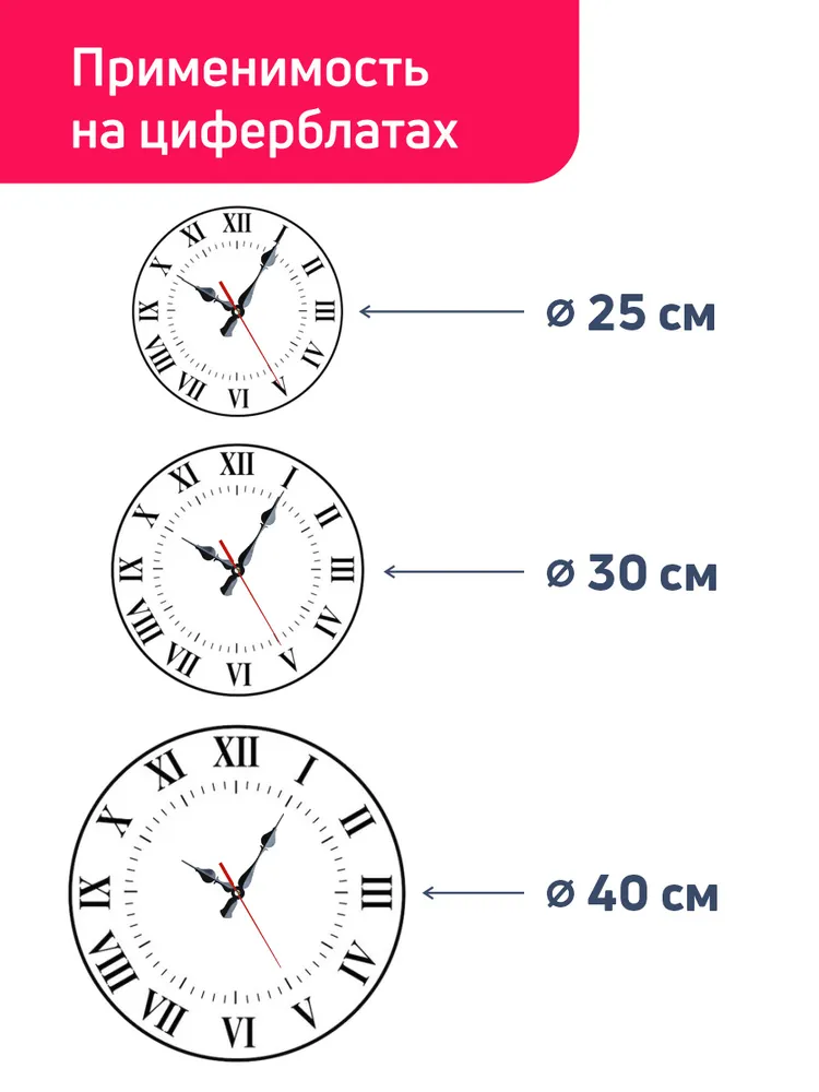 Часовой механизм со стрелками шток 8 мм без резьбы СЧСЦ, бесшумный, кварцевый, для настенных и настольных часов, вариант, фото 6
