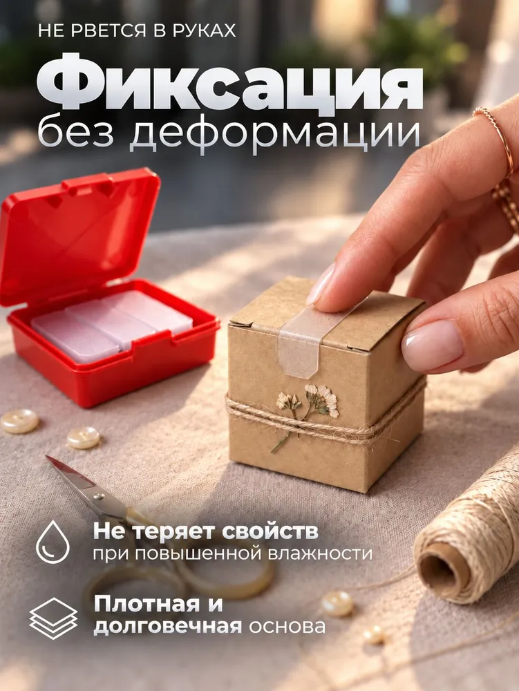 Прозрачные двусторонние липучки Наноскотч в пластинках 60 шт, 60 шт, фото 4