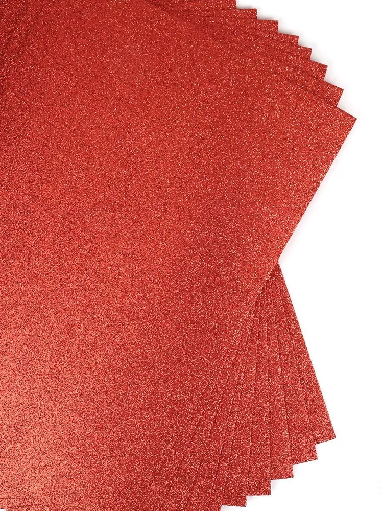 Фоамиран глиттерный с блестками 2 мм, размер 20х30 см цвет красный 10 листов, для творчества, 20x30 см, фото 2