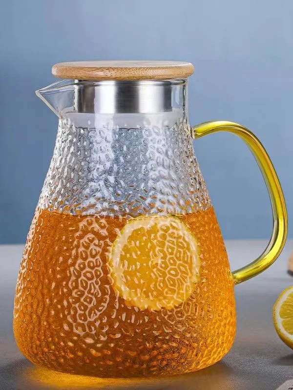 Кувшин для воды стеклянный Formula Tepla с металлической крышкой с накладкой из бамбука 1,5 литра, вариант, фото 6
