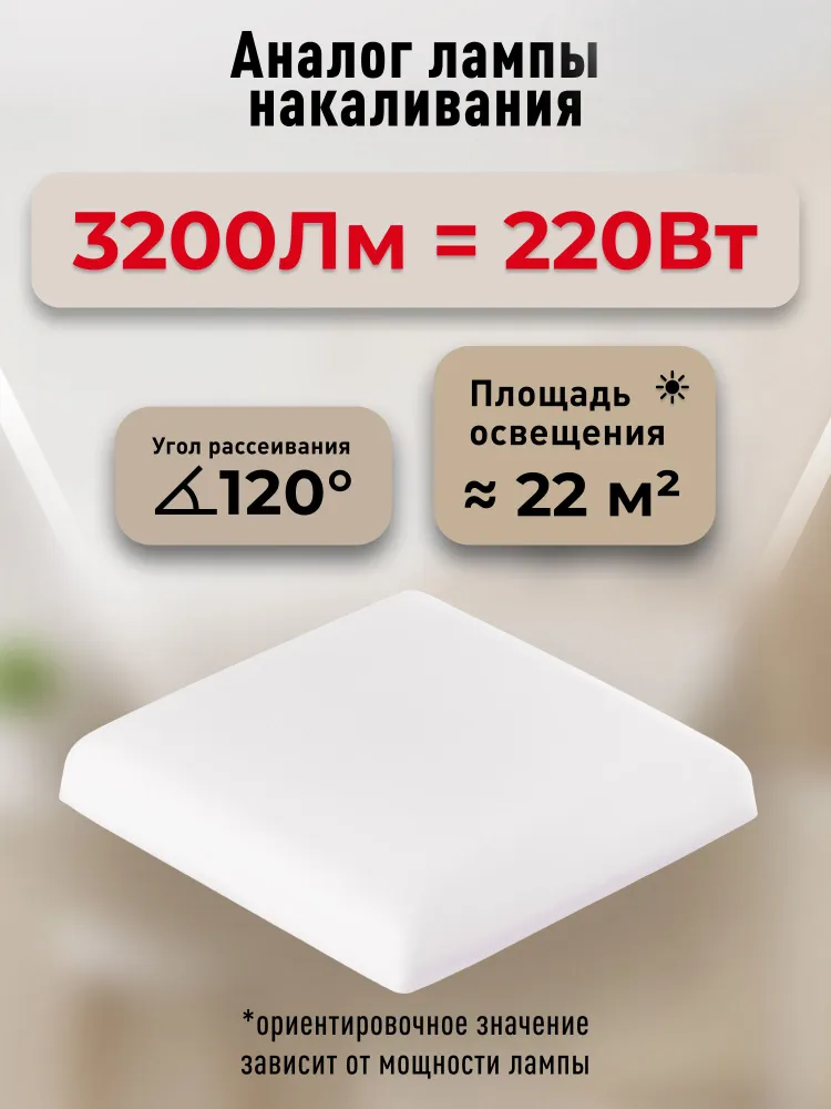 Светильник светодиодный безрамочный BDLS Smarbuy квадрат 36Вт/6500К (SBL-BDLS-36-65K), 36 Вт