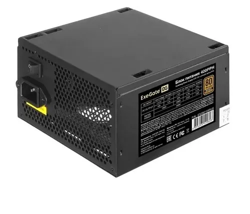Блок питания для ПК ExeGate 80 PLUS 400Вт, 20 + 4 pin, 4+4 pin (EX292159RUS-S)