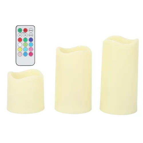 3 шт. светодиодные электронные свечи, RGB, с таймером и пультом ДУ, для свадьбы и вечеринок