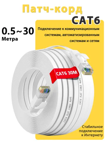 LIXDA Кабель для интернет-соединения RJ-45/RJ-45, 15 м, белый