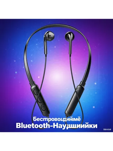 Наушники беспроводные с микрофоном, Bluetooth, черный, прозрачный