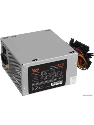 ExeGate ES261572RUS-S Блок питания 700W UNS700 (ATX, SC, 12cm fan, 24pin, (4+4)pin, PCI-E, 3xSATA, 2