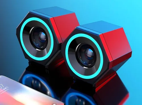 Компьютерные двойные колонки V38, USB, блютуз 5.0, , 3Вт, черный с подсветкой