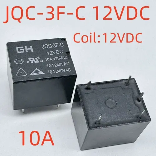 2 штуки Реле электромеханическое JQC-3F-C 12VDC, 5 контактов, для бытовой техники и промышленного об