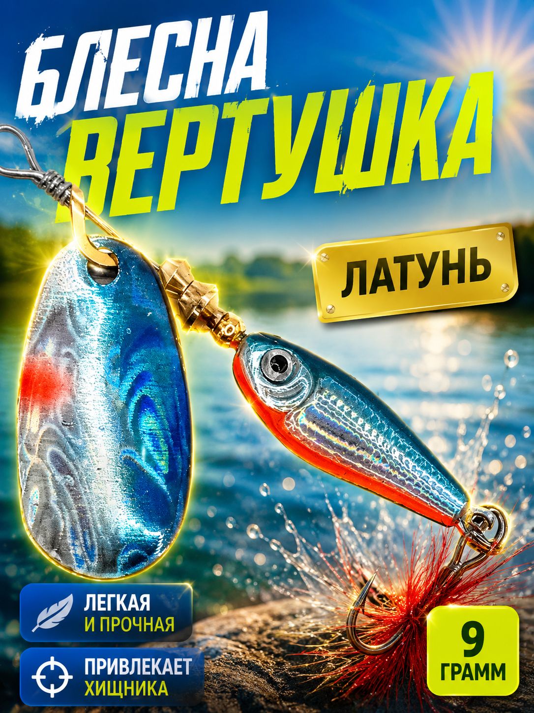Блесна вертушка для рыбалки на щуку, судака 9.3 гр.