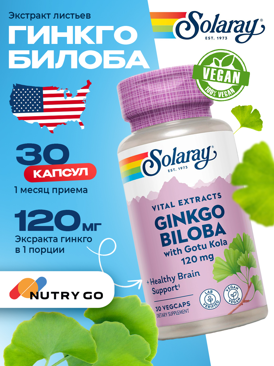Solaray, Ginkgo Biloba Extract, One, 30ct 120mg