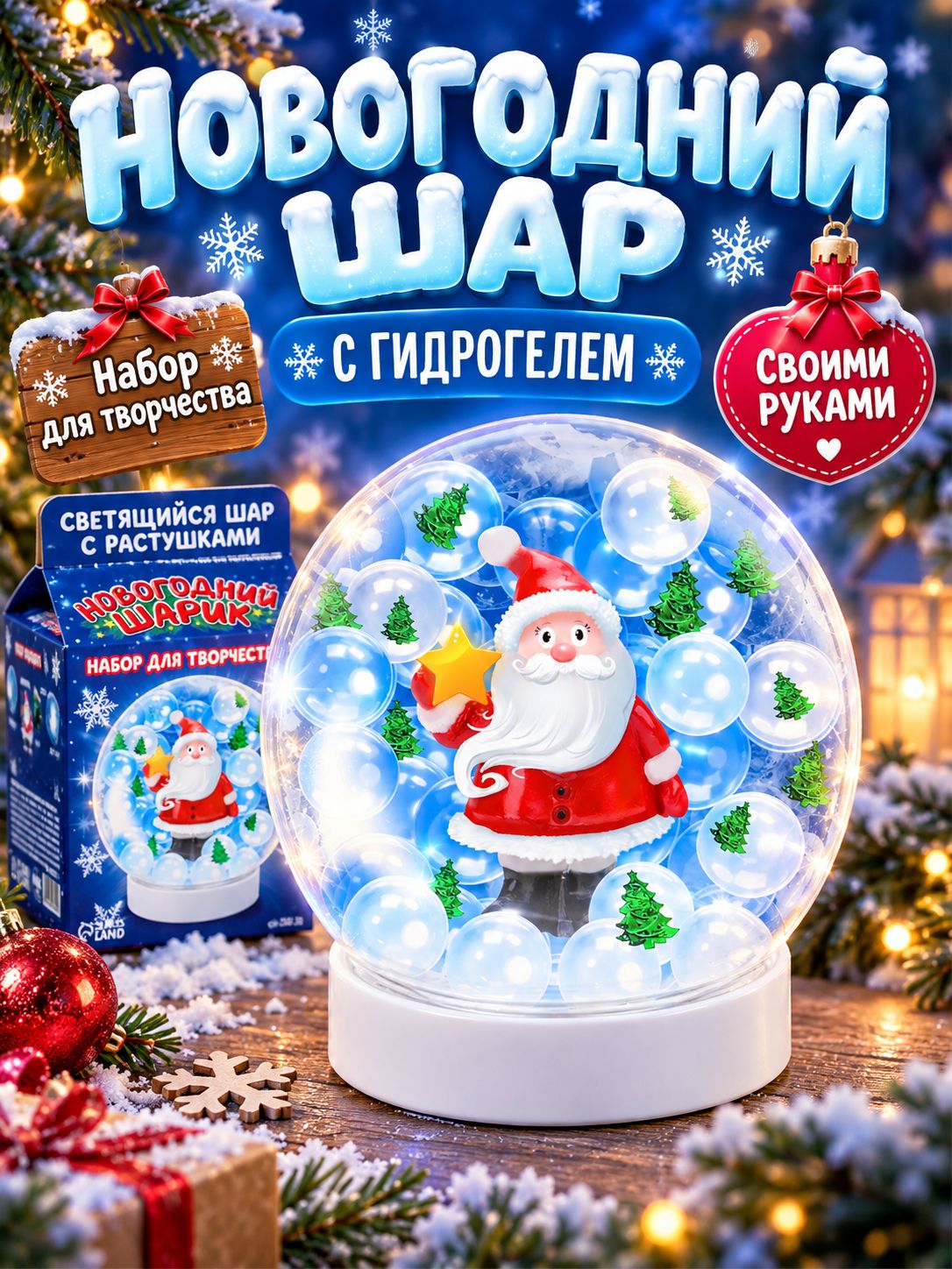 Новогодний набор для творчества 2027, "Дед Мороз", шар с орбизами и гидрогелем, новогодние подарки для детей