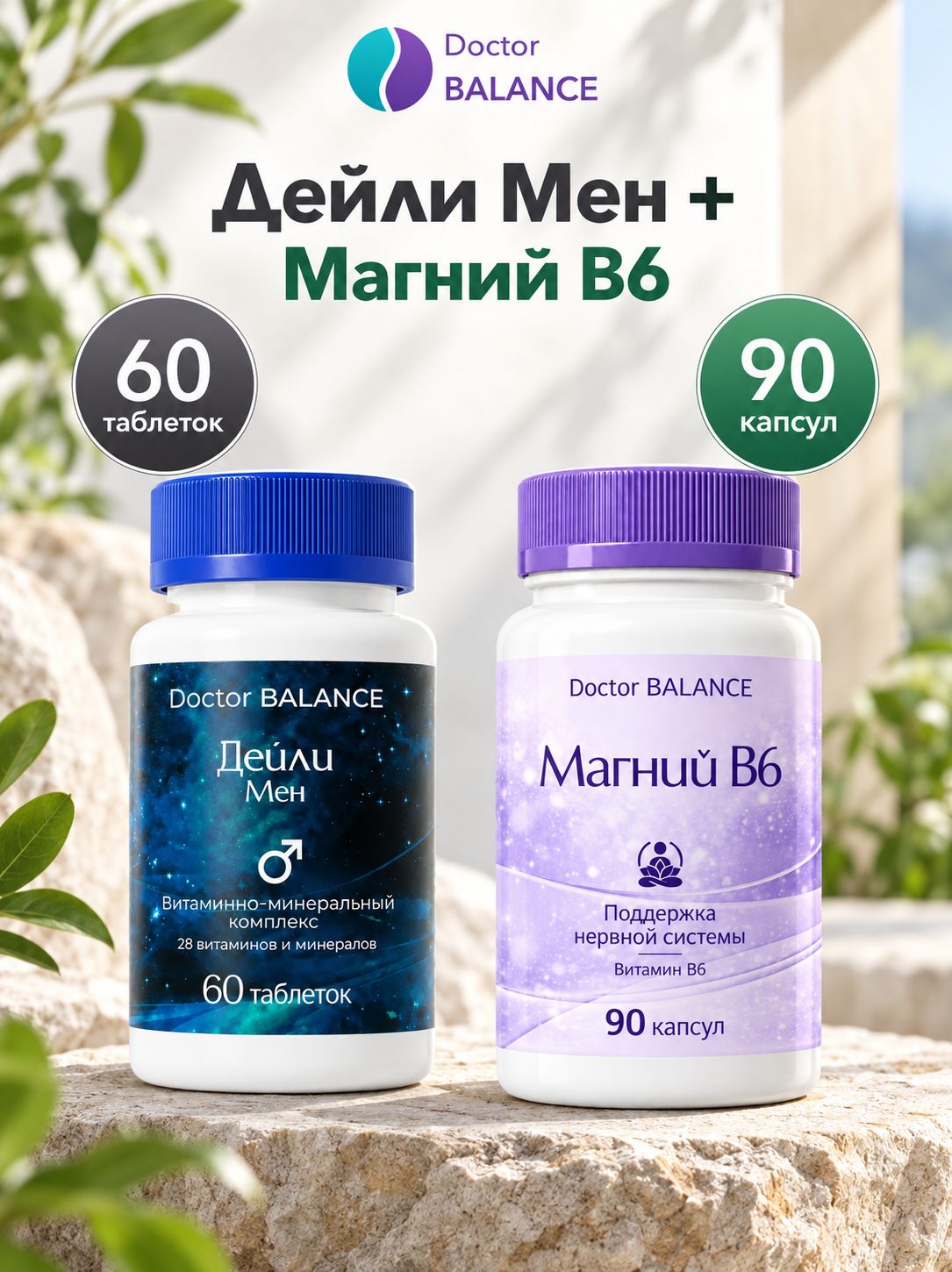 Набор Doctor Balance: Витамины для мужчин Дейли Мен 60 + Магний B6 Капс 90