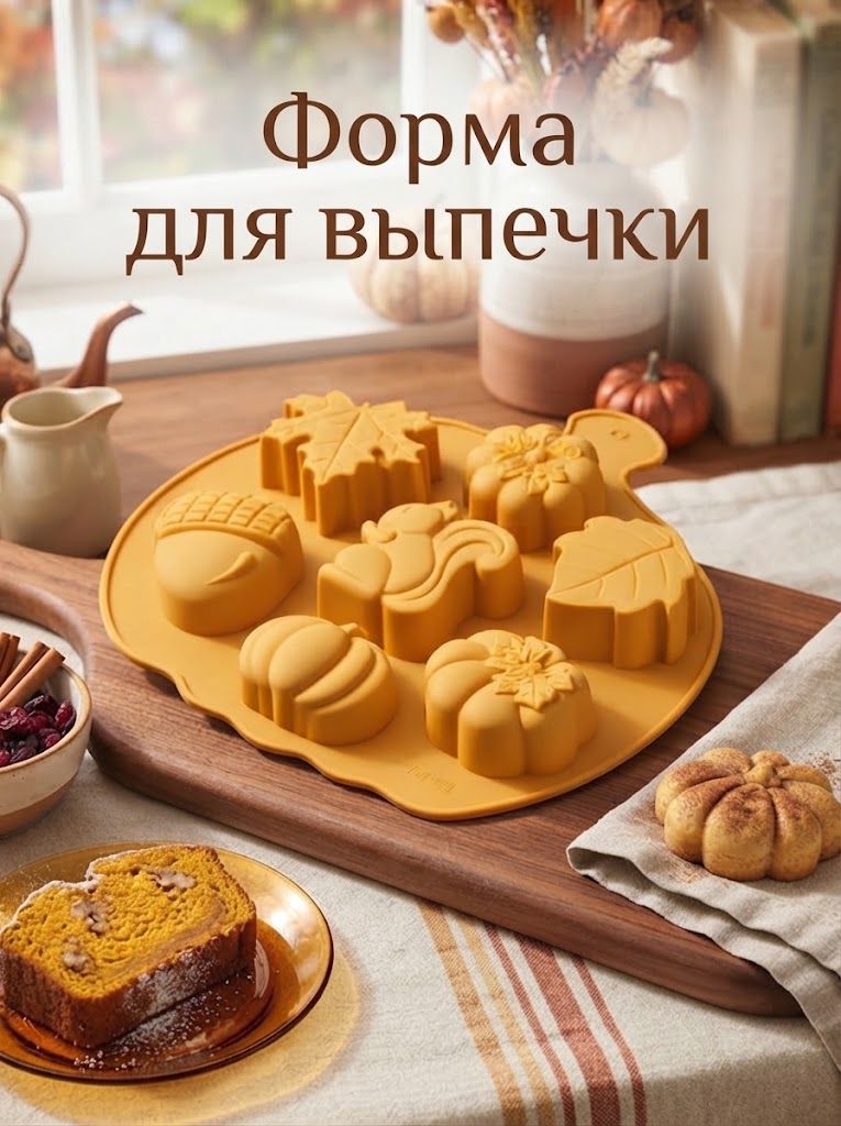 Форма для выпечки 7 ячеек, Доляна "Осенняя пора" , 26х25.5х3 см