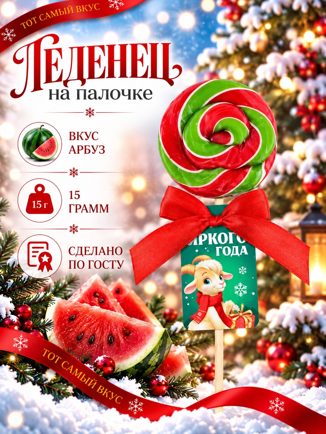 Леденец на палочке Яркого года , 15 г
