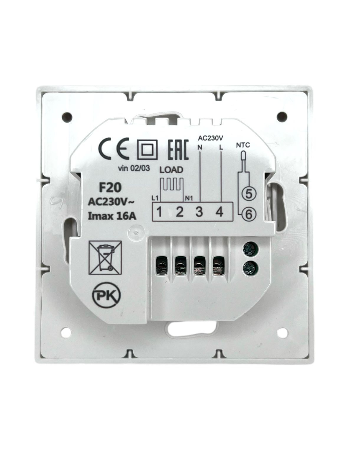 SHTEIN F20 WHITE — терморегулятор для теплого пола, фото 3