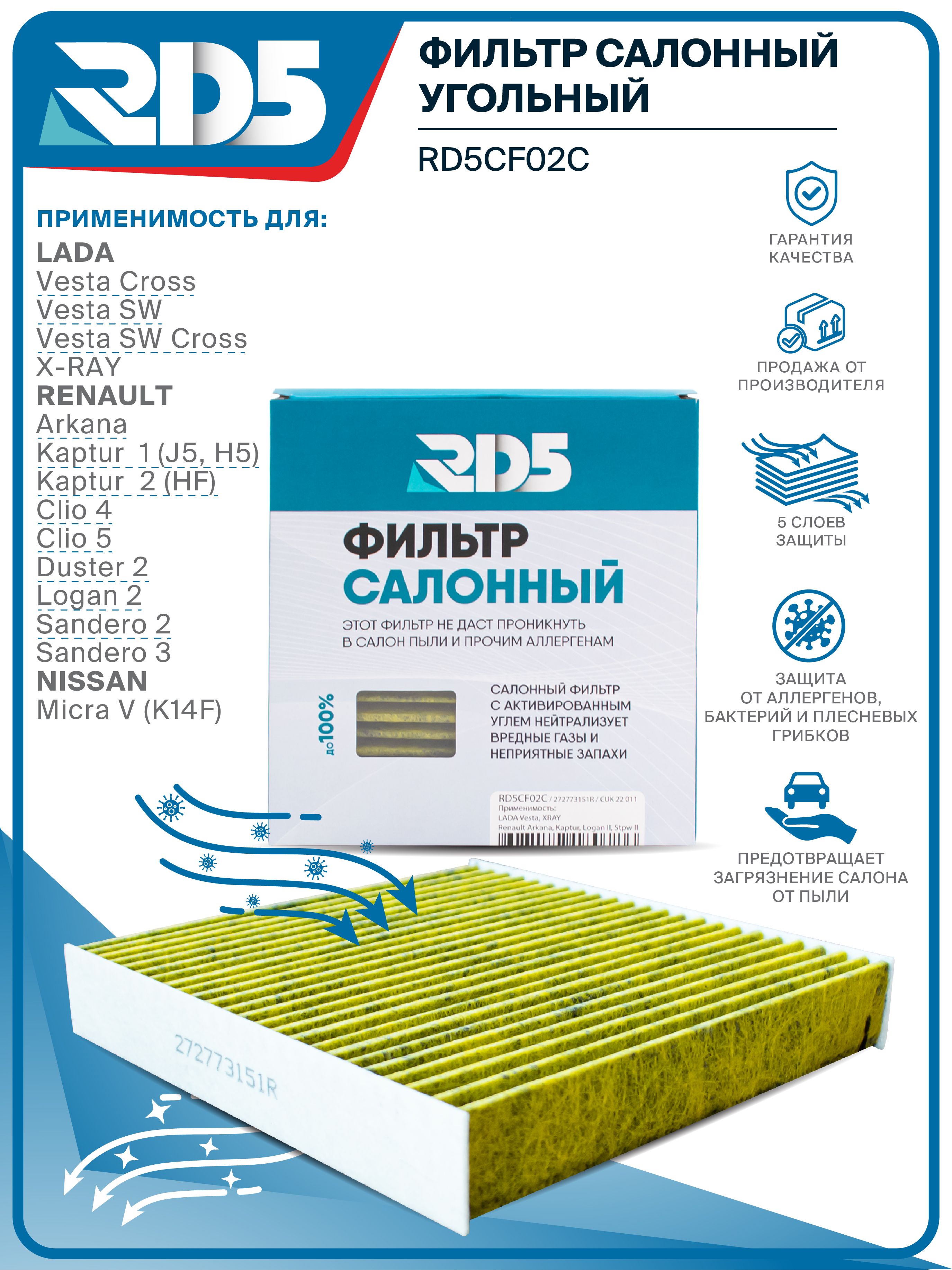 ФильтрсалонныйугольныйRD5VestaВеста,VestaCross,VestaSW,VestaSWCross,X-RAYИксРэй,ArkanaCapturJ5H5,АрканаКаптюрClio45Duster2Logan2Sandero23,Micra5ДастерЛоган