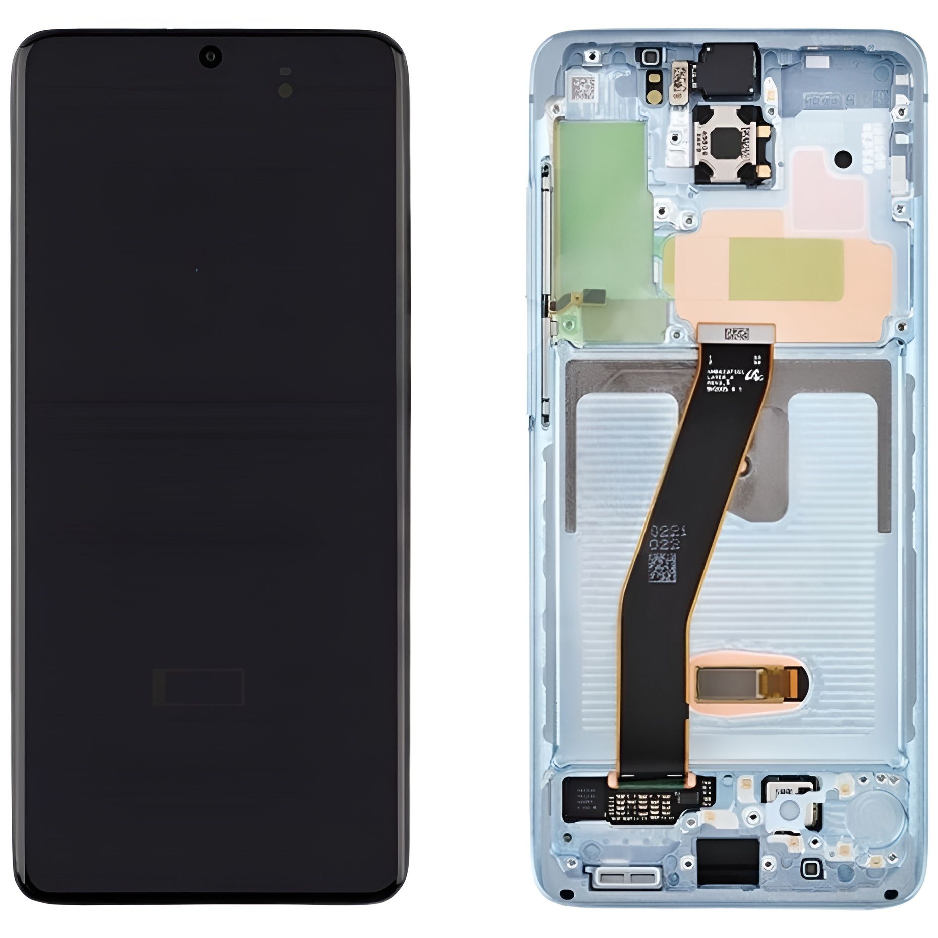 ДисплейдляSamsungGalaxyS20(SM-G980F)врамке+тачскрин(голубой)