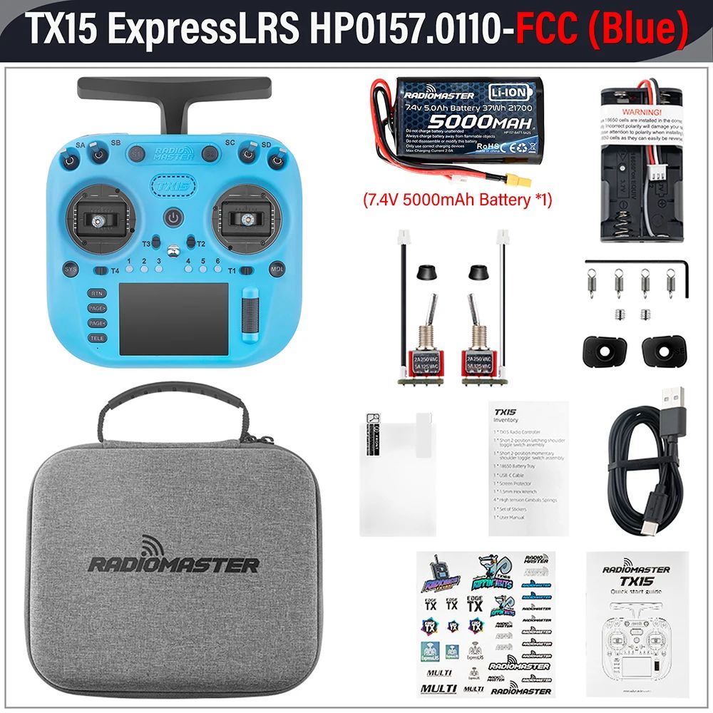 RadioMaster TX15 ELRS Blue + 5000mAh 2S battery RadioMaster TX15 ELRS Blue + 5000mAh 2S battery