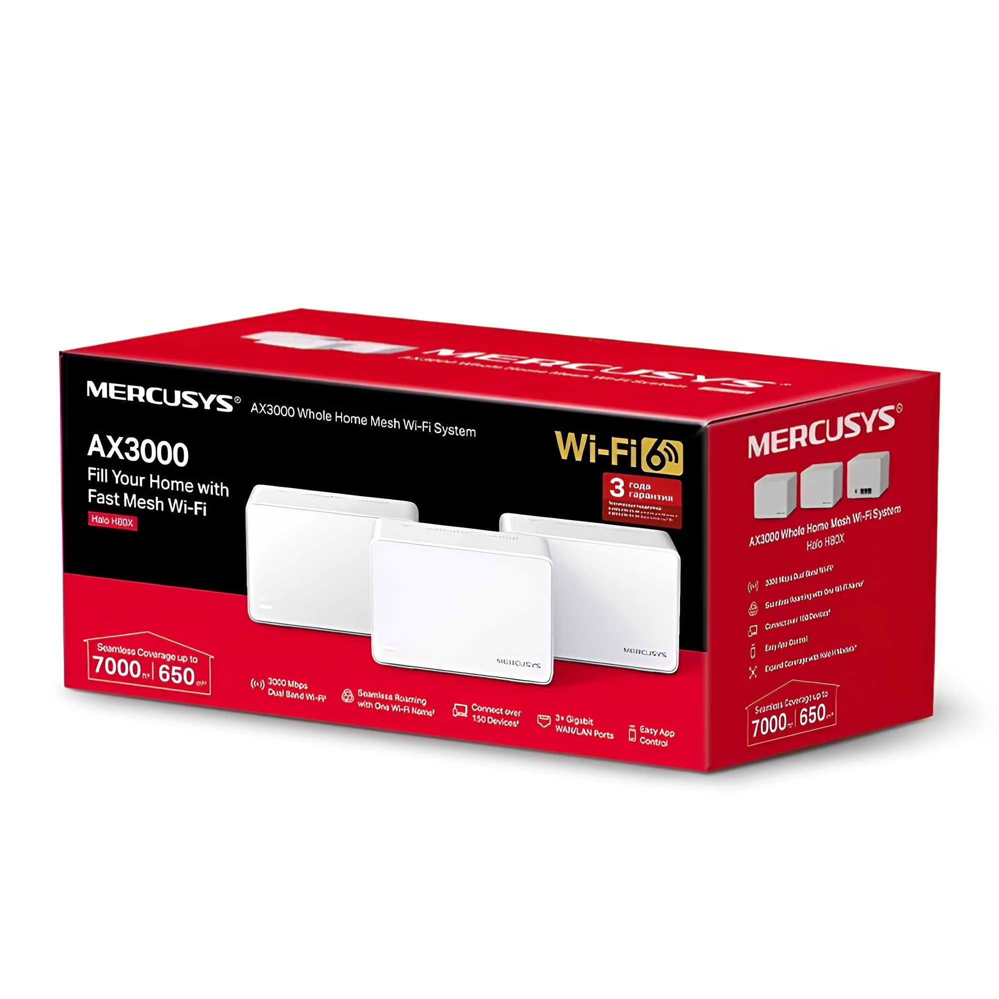 MercusysHaloH80XAX3000системаMeshWiFi6длявсегодомас3антеннамивкомнате