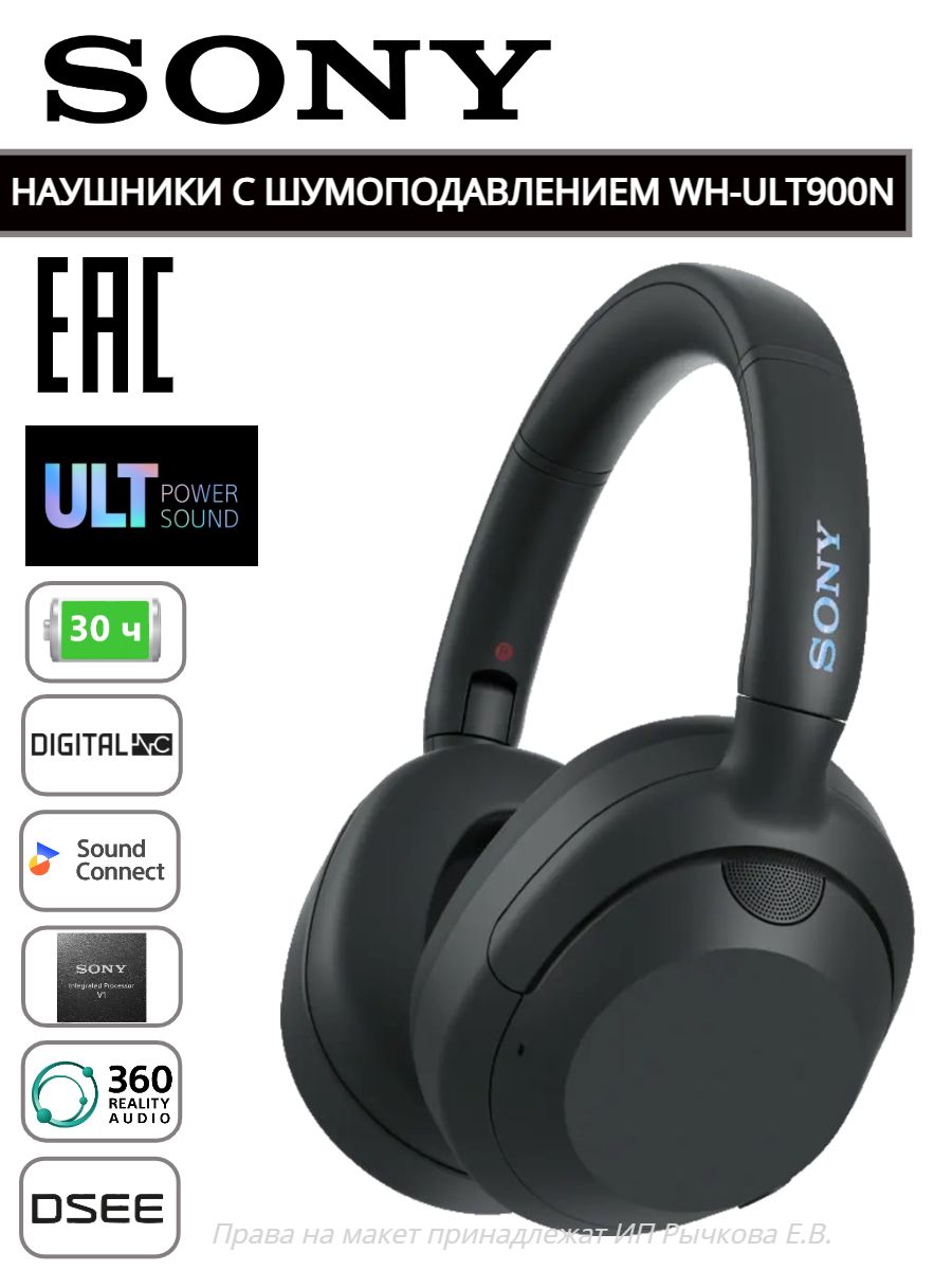 Полноразмерные Полноразмерные Sony WH-ULT900N Беспроводное 32 P